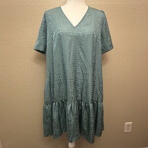 A New Day Teal Drop Waist‎ Dress with a Ruffle Hem,  Size Medium NWT